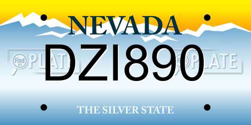 DZI890 Nevada License Plate