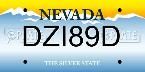 DZI89D Nevada License Plate