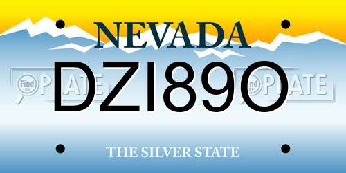DZI89O Nevada License Plate