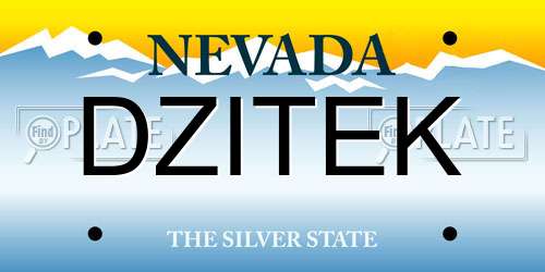 DZITEK Nevada License Plate