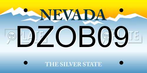 DZOB09 Nevada License Plate