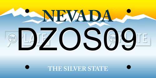 DZOS09 Nevada License Plate