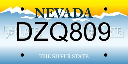 DZQ809 Nevada License Plate