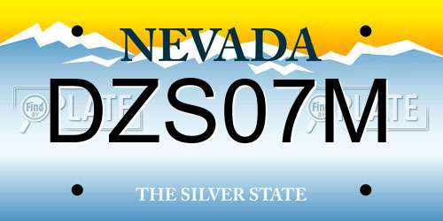DZS07M Nevada License Plate