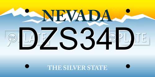 DZS34D Nevada License Plate