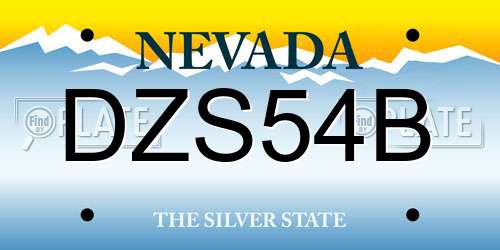DZS54B Nevada License Plate