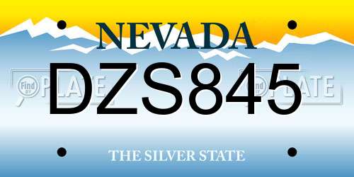 DZS845 Nevada License Plate