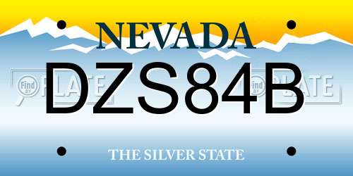 DZS84B Nevada License Plate