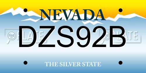 DZS92B Nevada License Plate