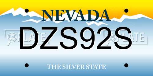 DZS92S Nevada License Plate