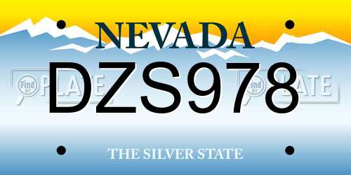 DZS978 Nevada License Plate