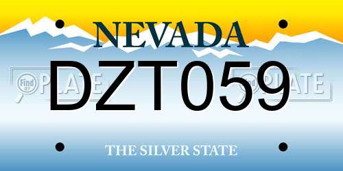 DZT059 Nevada License Plate