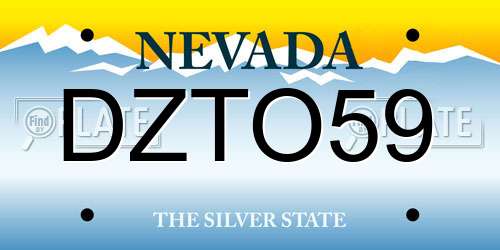 DZTO59 Nevada License Plate