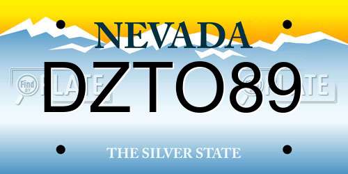 DZTO89 Nevada License Plate
