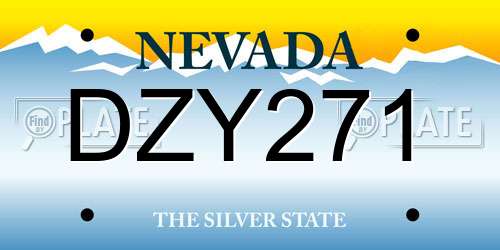 DZY271 Nevada License Plate