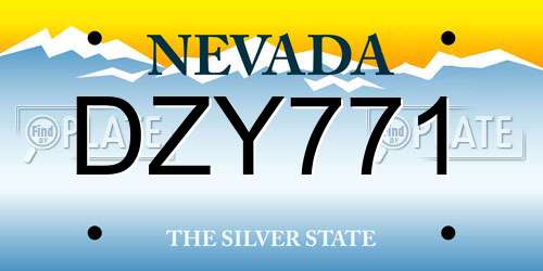 DZY771 Nevada License Plate