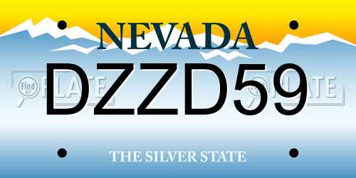 DZZD59 Nevada License Plate