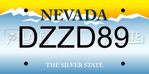 DZZD89 Nevada License Plate