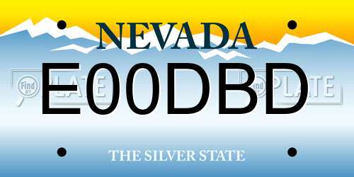 E00DBD Nevada License Plate