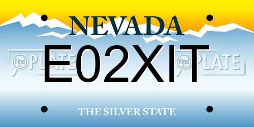 E02XIT Nevada License Plate