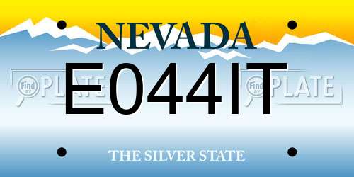 E044IT Nevada License Plate
