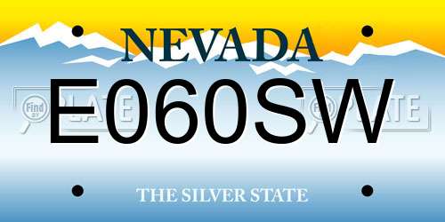 E060SW Nevada License Plate
