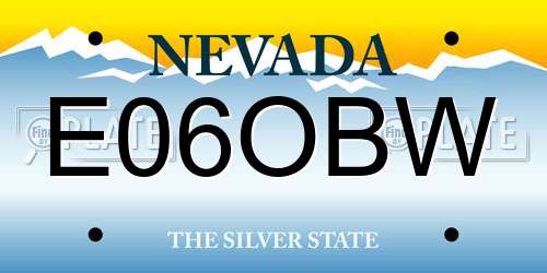 E06OBW Nevada License Plate