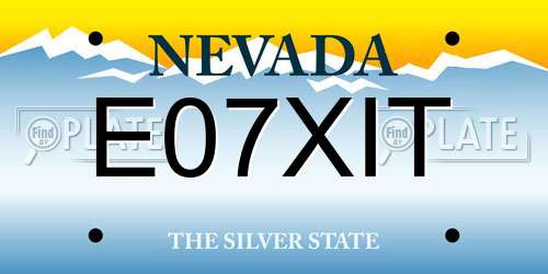 E07XIT Nevada License Plate
