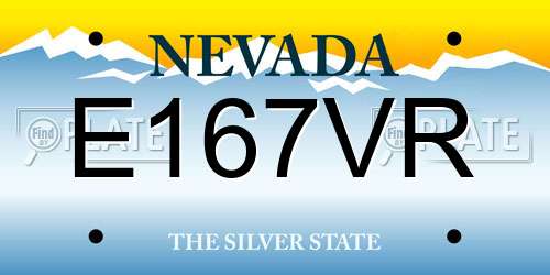 E167VR Nevada License Plate