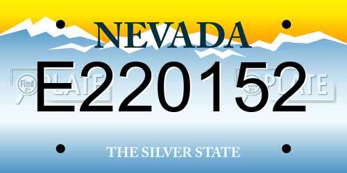 E220152 Nevada License Plate
