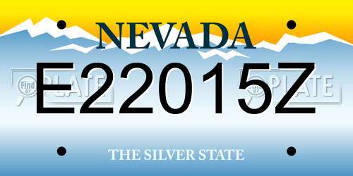 E22015Z Nevada License Plate