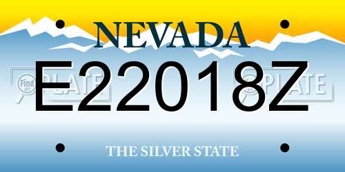 E22018Z Nevada License Plate