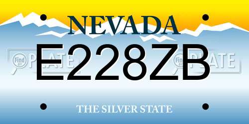 E228ZB Nevada License Plate