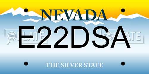 E22DSA Nevada License Plate
