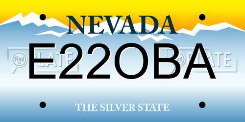 E22OBA Nevada License Plate