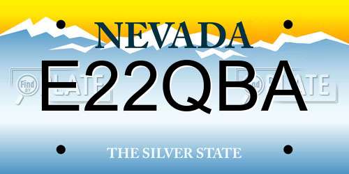 E22QBA Nevada License Plate
