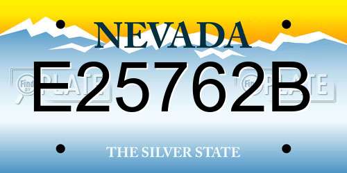 E25762B Nevada License Plate