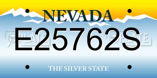 E25762S Nevada License Plate