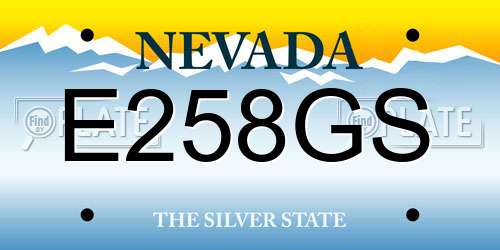 E258GS Nevada License Plate