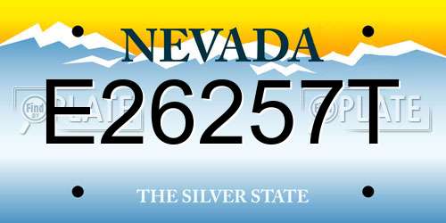 E26257T Nevada License Plate
