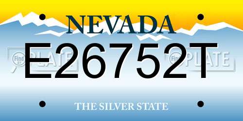 E26752T Nevada License Plate