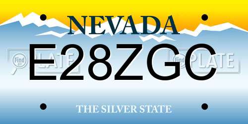 E28ZGC Nevada License Plate