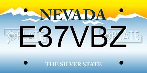 E37VBZ Nevada License Plate