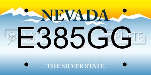 E385GG Nevada License Plate