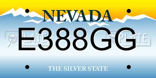 E388GG Nevada License Plate