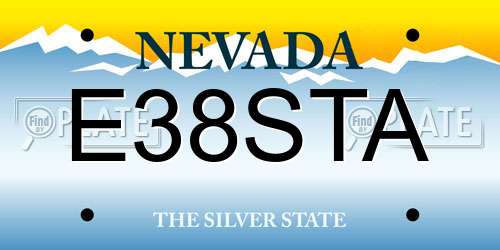 E38STA Nevada License Plate