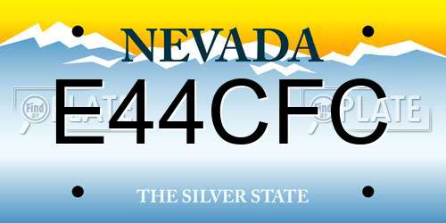 E44CFC Nevada License Plate