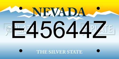 E45644Z Nevada License Plate