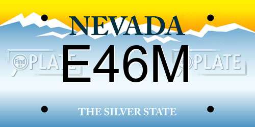 E46M Nevada License Plate