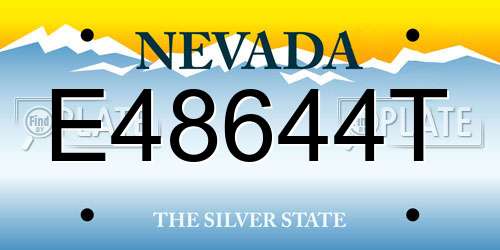 E48644T Nevada License Plate